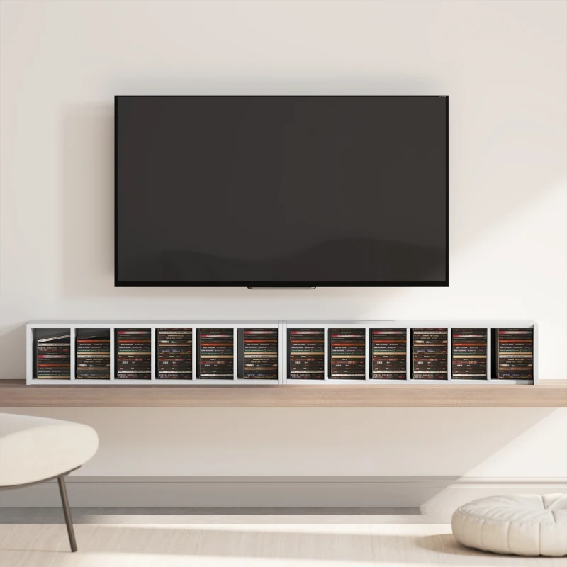 HOMCOM 204 CD-Aufbewahrungsregale im 2er-Set, Blu-Ray-Turmständer mit verstellbaren Regalböden, Bücherregal-Organizer, Weiß