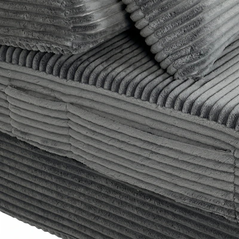 HOMCOM Vloerstoel met rugleuning, corduroy Boneless Cloud opvouwbare slaapstoel met dikke vulling, donkergrijs