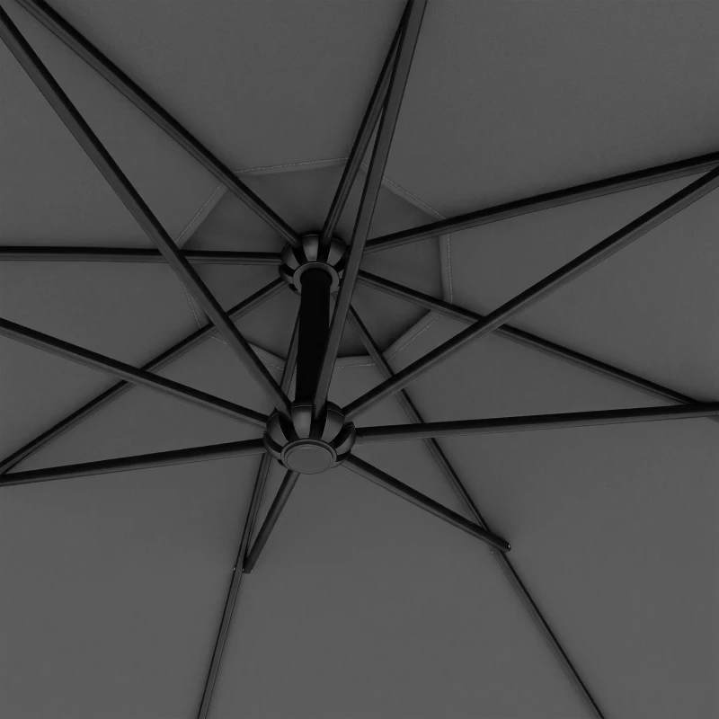 Outsunny 3m Overhanging Cantilever Parasol, with Cross Base - Grey