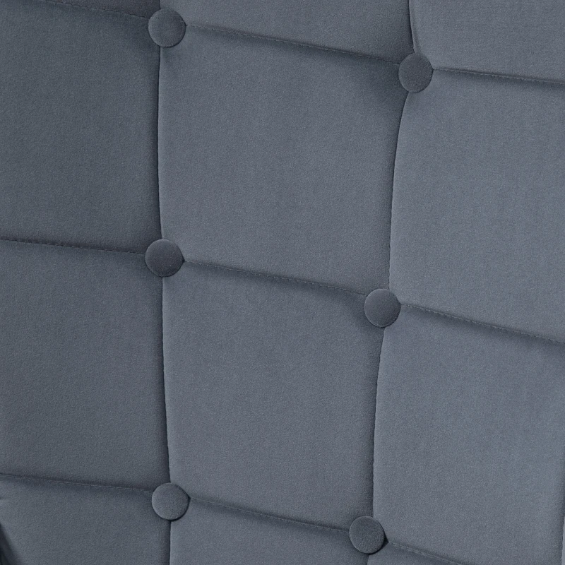 HOMCOM Fauteuil avec repose-pied, fauteuil salon capitonné avec dossier haut, pieds en acier doré et tissu velours, gris foncé
