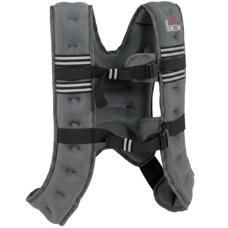HOMCOM 10KG Weighted Vest, Running Weight Vest with Adjustable Strap, Convenient Pocket and Reflective Strips for Men and Women