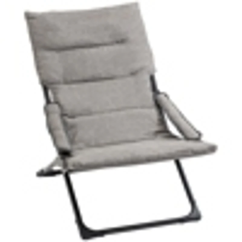 Outsunny klapstoel met verwijderbaar kussen tuinstoel campingstoel ligstoel zitmeubel tuin terras balkon textiel staal grijs 66 B x 94 D x 79 H cm