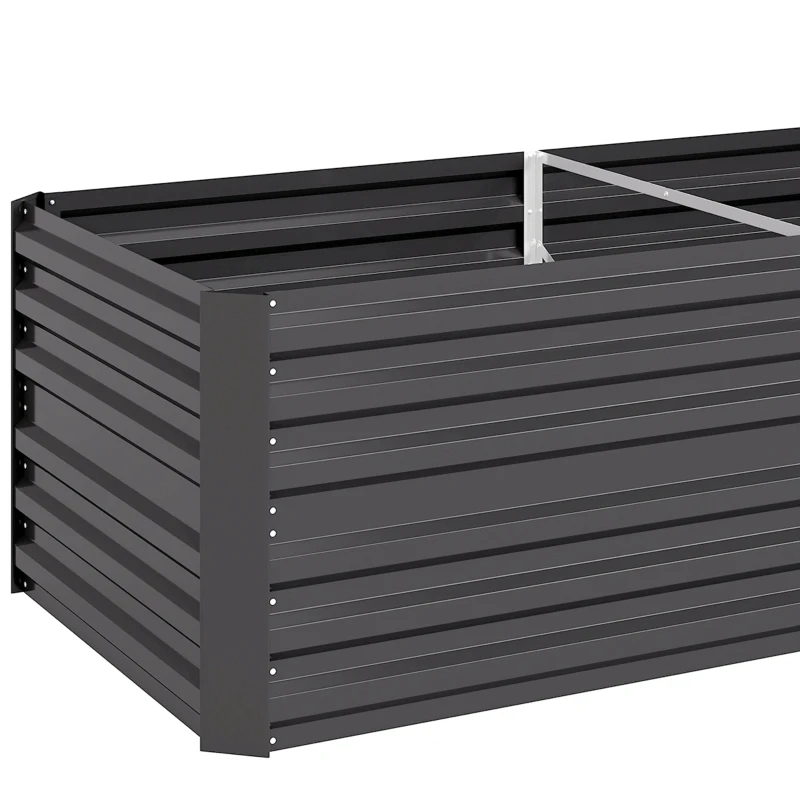 Outsunny Raised Beds for Garden, Galvanised Steel Outdoor Planters with Multi-reinforced Rods, 180 x 90 x 59 cm, Dark Grey