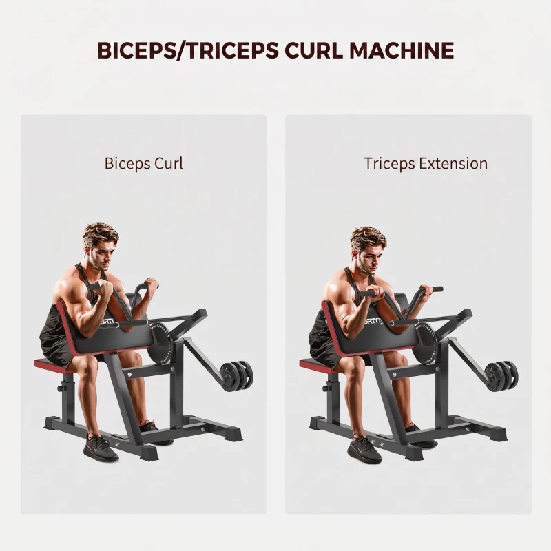 SPORTNOW Curlbank & Triceps Extension, 5 Zitverstellingen, 25 Hoeken, Staal & Kunstleder, Zwart(m-4)