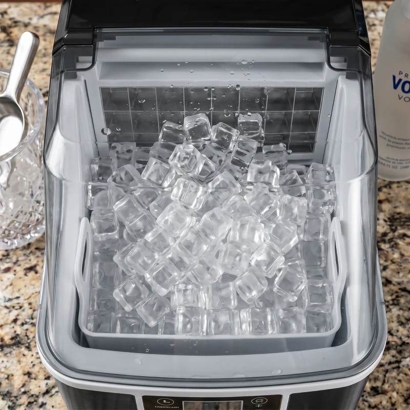 HOMCOM Eisblokjesmachine IJsblokjesdispenser Ice-Maker 20kg/24u 2,3L IJsbereider met 3,2L Watertank, Zwart