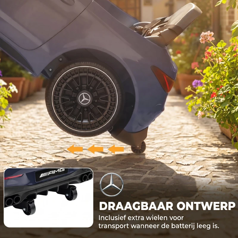 AIYAPLAY Elektrische kinderauto, Mercedes-design, 12V motoren, afstandsbediening, LED-lichten, muziek, voor 3-6 jaar, grijs(m-6)