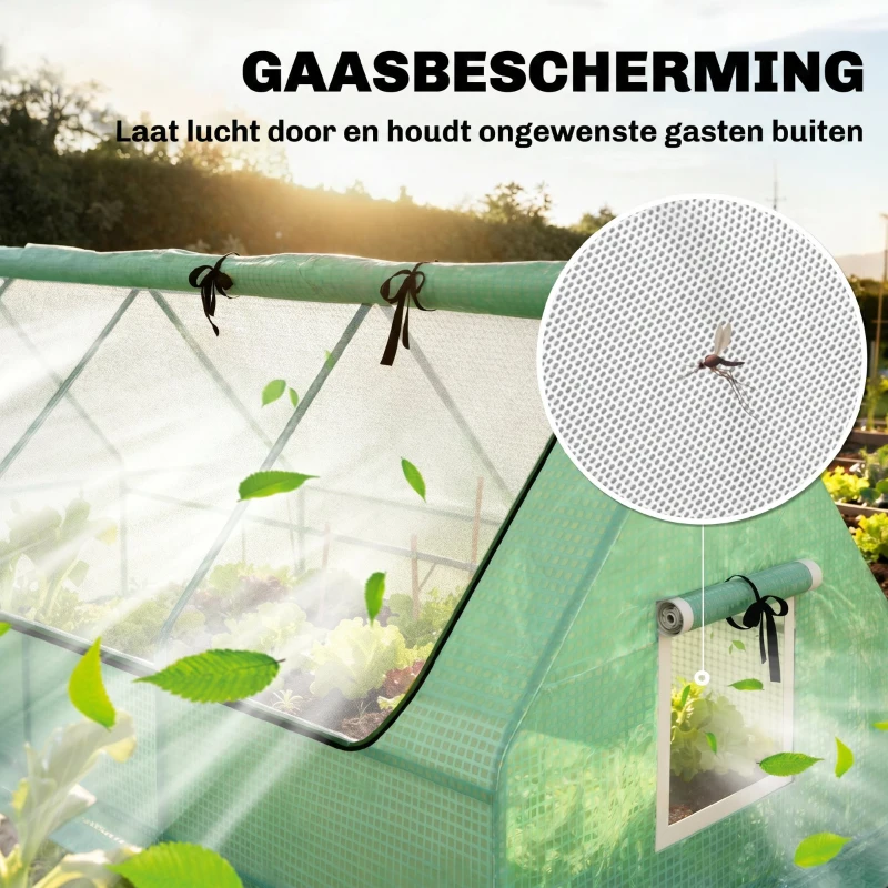 Outsunny foliekas minikas met gaasvenster, UV-bestendig koudframe voor tuinteelt, PE-folie, groen, 240 x 90 x 90 cm