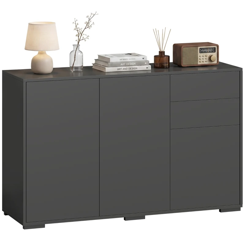 HOMCOM Sideboard Komoda, 2 szuflady, Push-Click, 117 cm x 36 cm x 74 cm, Czarny