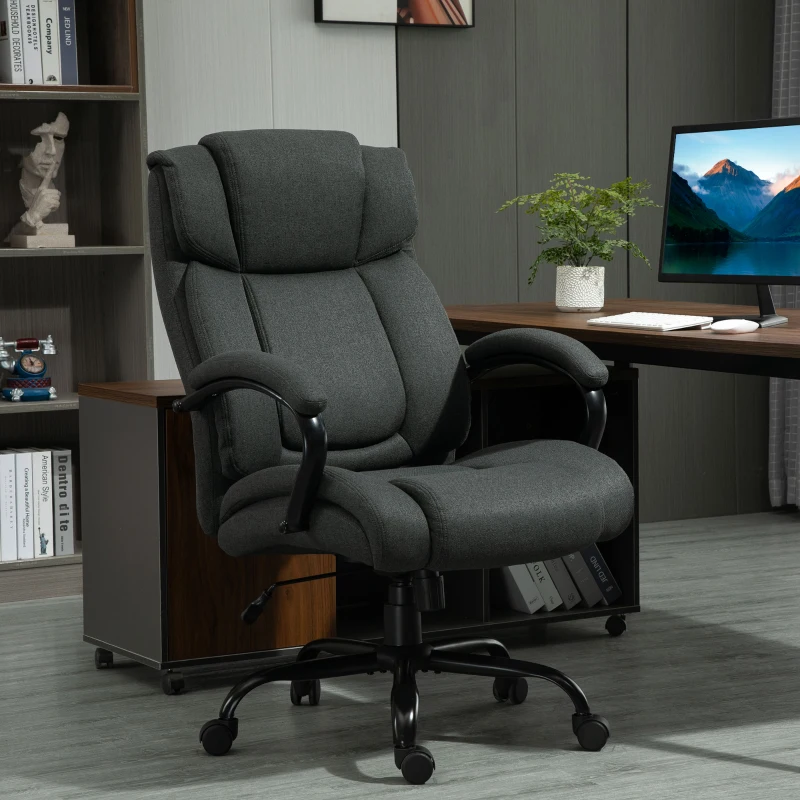Vinsetto Cadeira de Escritório Cadeira Ergonômica de Secretária Cadeira Giratória com Apoio de Braço Estofado até 220 kg Cinza