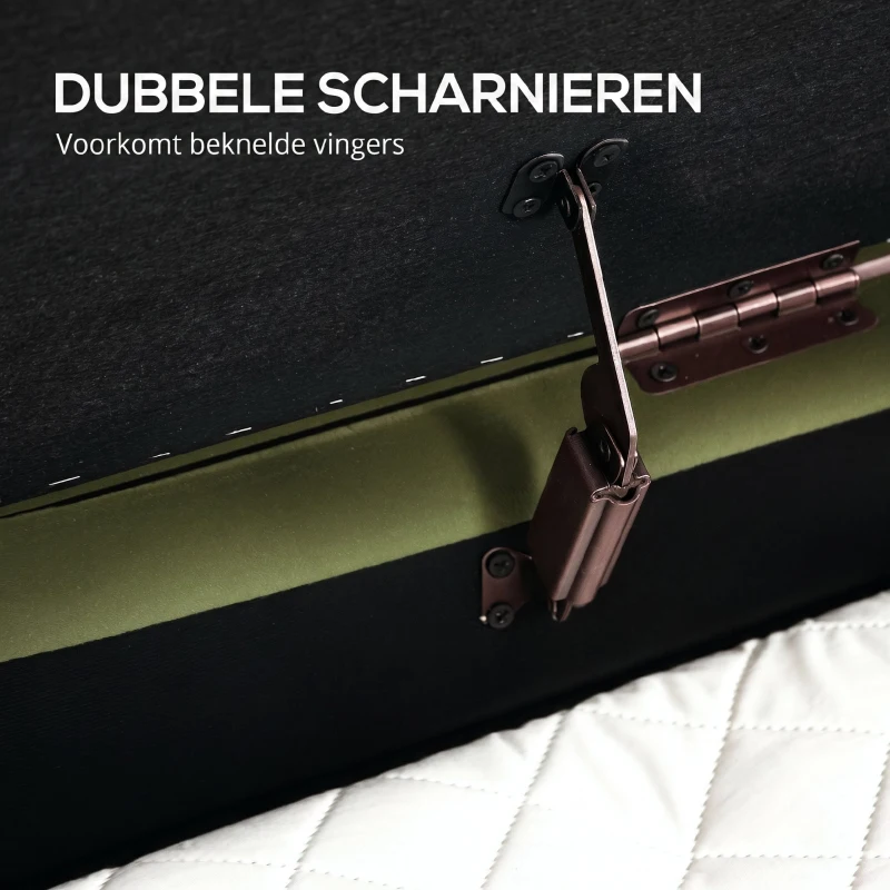 HOMCOM Opbergbank Ovaal met 72L Opbergruimte en Opklapbaar Deksel in Fluwelen stof en Hout, 108x44x43,5 cm, Donkergroen(m-7)