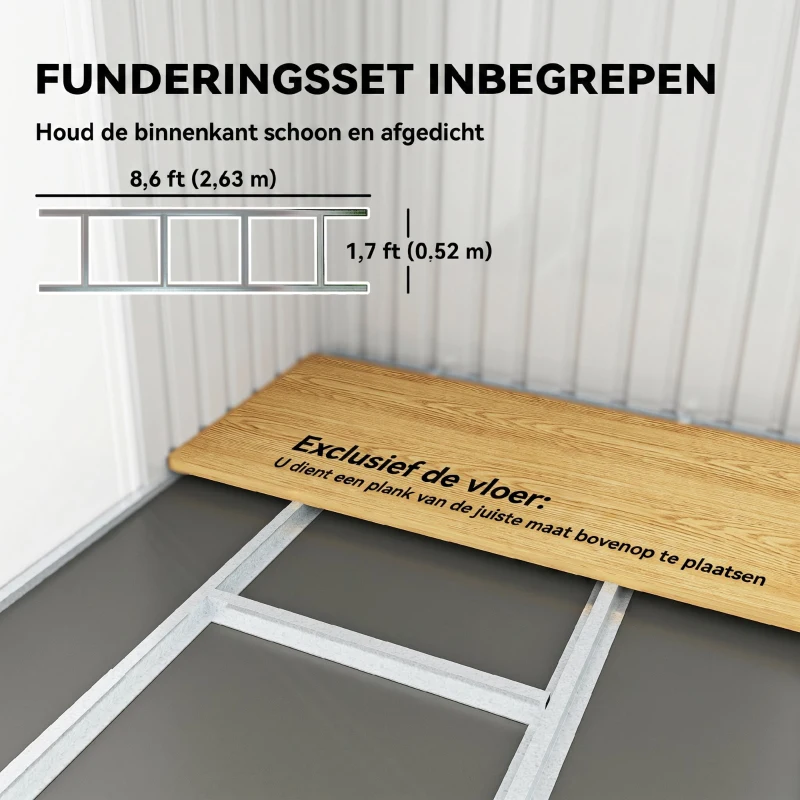Outsunny Tuinhuis tuinhuisje met schuifdeur raam buiten staal lichtgroen
