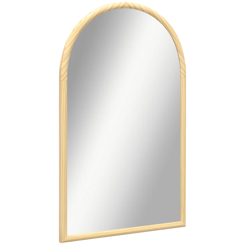 HOMCOM Miroir mural arche, 110 x 65 cm Cadre en bois, Miroir arqué pour le salon, la chambre, l'entrée, bois naturel