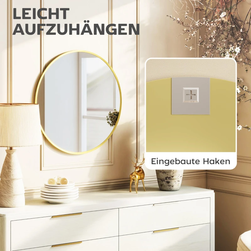 HOMCOM Wandspiegel, modern design, 61 x 61 cm, Goud