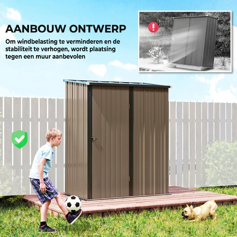 Outsunny Tuinhuisje met Schuurdak Grijs 161,5 cm x 94,5 cm x 196 cm