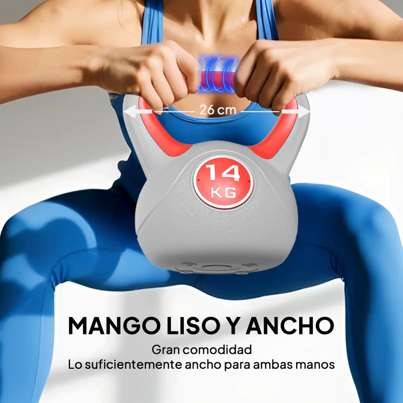 SPORTNOW Pesa Rusa 14 kg Revestimiento de PU y Relleno de Arena para Entrenamiento de Fuerza 26x18x32 cm Rojo y Gris