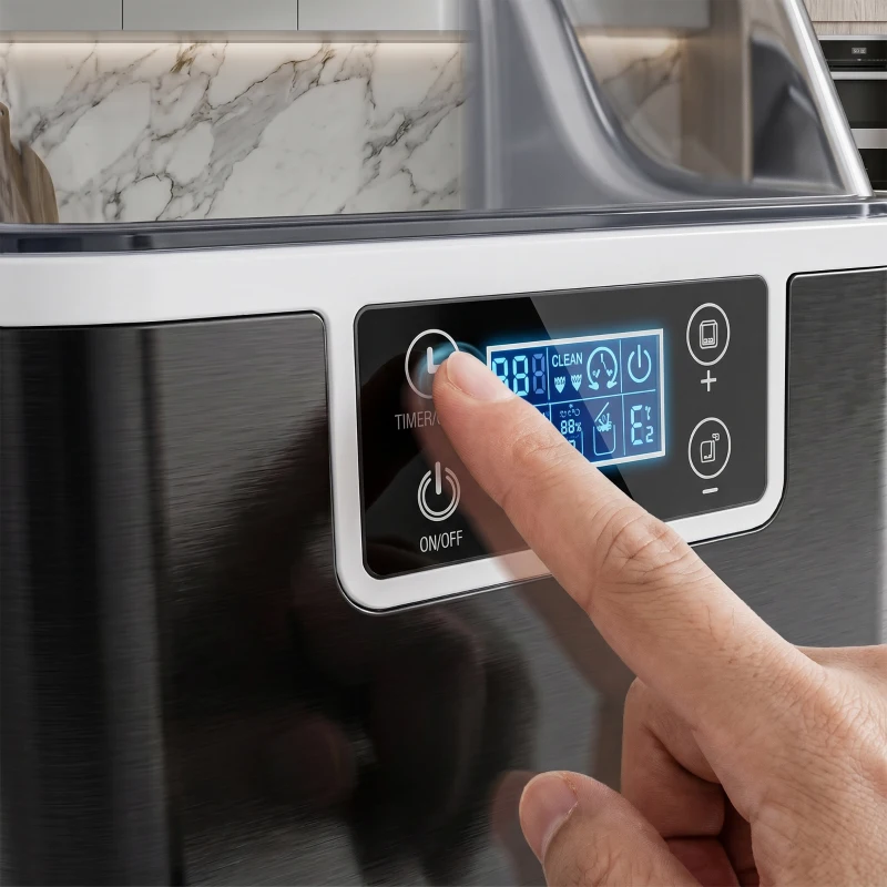 HOMCOM Eisblokjesmachine IJsblokjesdispenser Ice-Maker 20kg/24u 2,3L IJsbereider met 3,2L Watertank, Zwart