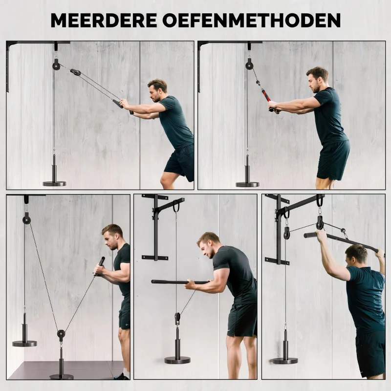 SPORTNOW Fitness Latpulldown Gym Fitnessapparaat Kabeltreksysteem Pulley Arm Krachttraining voor Thuis