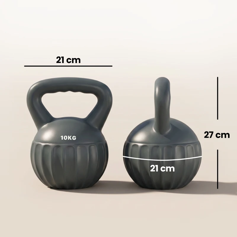 SPORTNOW Kettlebell 10 kg, pesa con asa antideslizante, pesa en bola, musculación, entrenamiento, para gimnasio, Gris