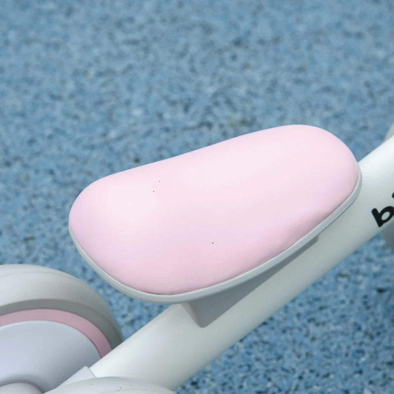 AIYAPLAY Bicicletă de echilibru pentru copii 4 roți șa reglabilă, ghidon ergonomic aliaj aluminiu PP, copii 1-3 ani - Gri Alb Roz