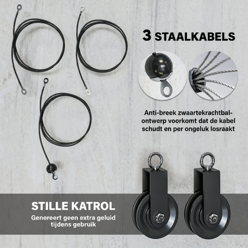 SPORTNOW Fitness Latpulldown Gym Fitnessapparaat Kabeltreksysteem Pulley Arm Krachttraining voor Thuis