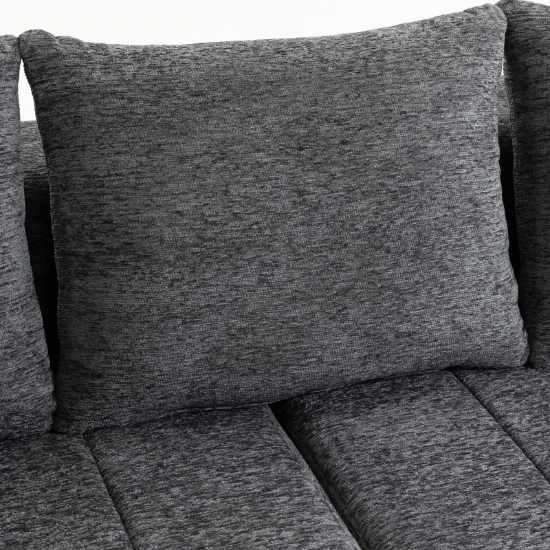 HOMCOM Canapé 3 places en chenille 248 cm, canapé salon moderne, large assise rembourrée, coussins à ressorts, gris