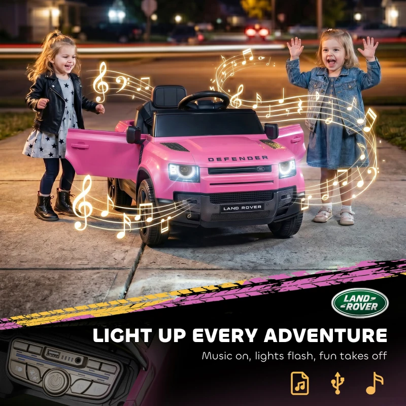 AIYAPLAY Land Rover Licensed 12V Kids Ride on Car with Remote, Suspension, Slow Start, 3 Speeds, Lights, Music, Horn, Pink