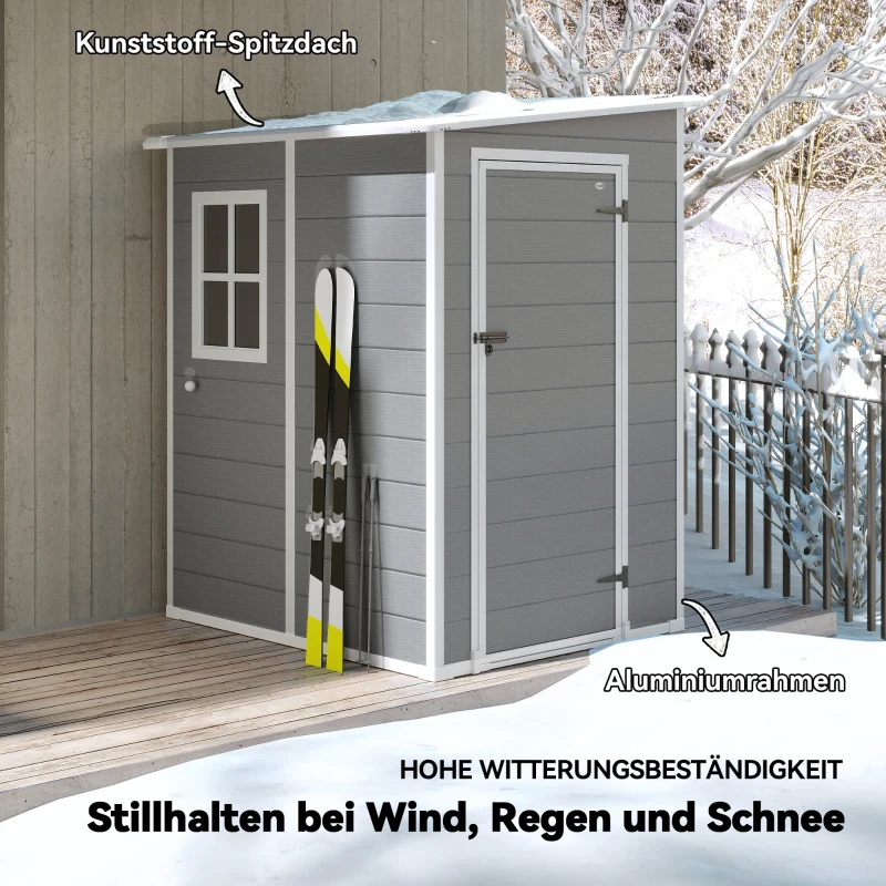 Outsunny Tuinschuur Metaal, Aluminium, Ruime Tuinschuur Met Slot, Ventilatie En Daglicht, 122x149x192/177 Cm, Grijs(m-4)