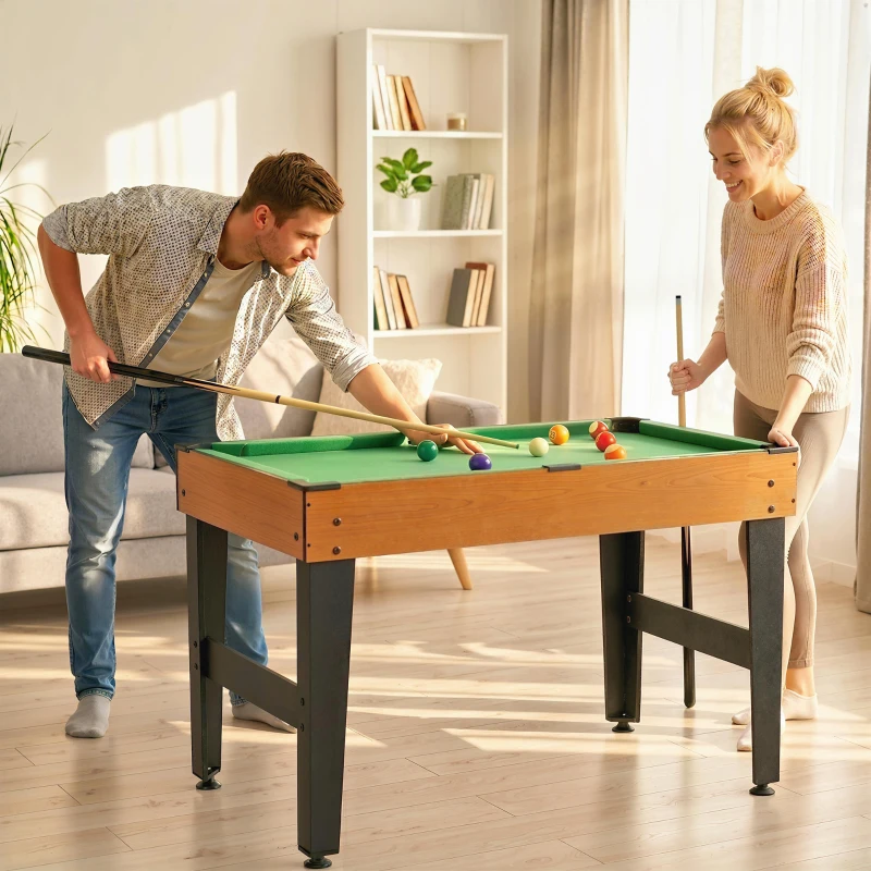 HOMCOM Masă Multifuncțională 4 în 1 cu Fotbal de Masă, Biliard, Tenis de Masă și Hochei, 107x61x84.5cm