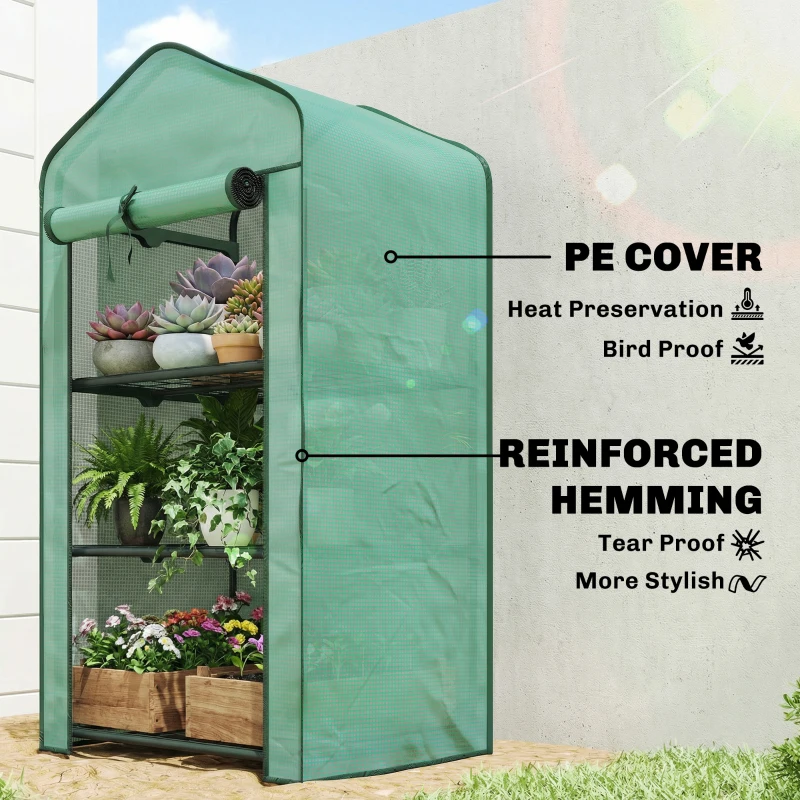 Outsunny Three-Tier Mini Greenhouse - Green