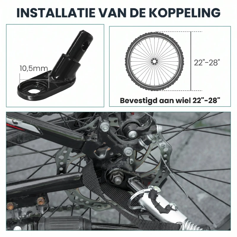SPORTNOW Fietskar 170 Liter met Koppeling, Afdekhoes, 51 cm Snelspanwielen, Luchtbanden, tot 40 kg