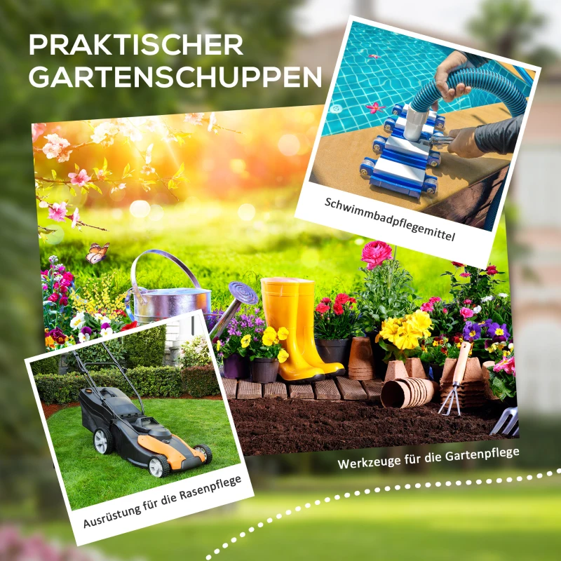 Outsunny Tuinschuur Metaal, Aluminium, Ruime Tuinschuur Met Slot, Ventilatie En Daglicht, 122x149x192/177 Cm, Grijs(m-7)