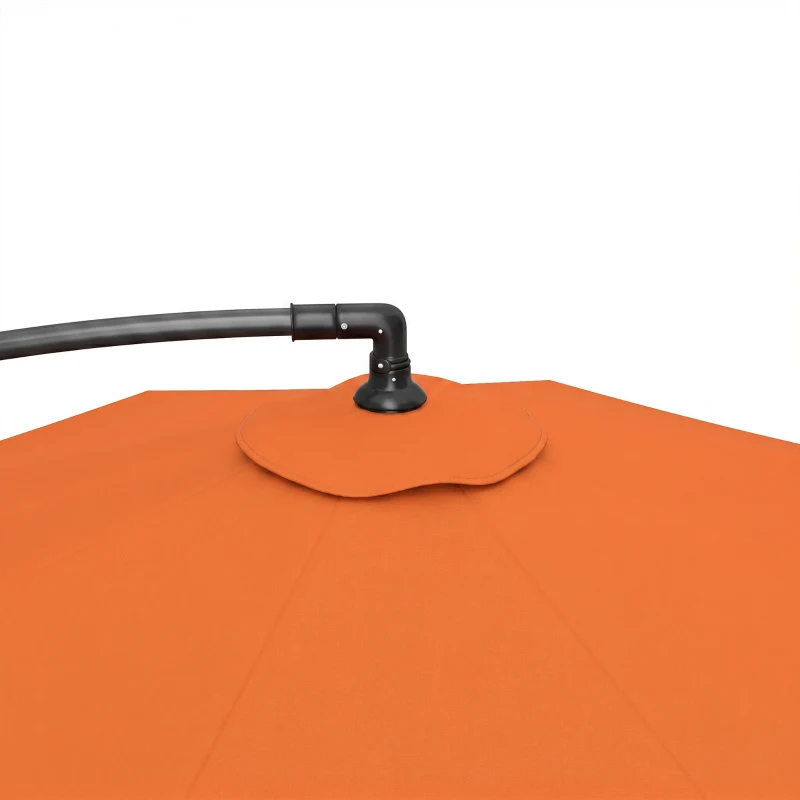 Outsunny 3 m Cantilever Parasol with Cross Base, Offset Outdoor Umbrella with Crank Handle, Hanging Sun Shade, Orange