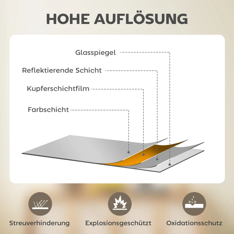 HOMCOM Wandspiegel, modern design, 61 x 61 cm, Goud