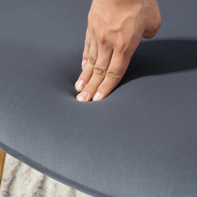 HOMCOM Fauteuil avec repose-pied, fauteuil salon capitonné avec dossier haut, pieds en acier doré et tissu velours, gris foncé