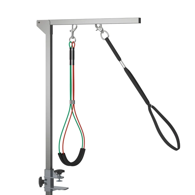 PawHut Huisdierverzorgingstafel Verzorgingstafel voor huisdieren, verstelbaar in hoogte, 36 x 8 x 74 cm, Zilver