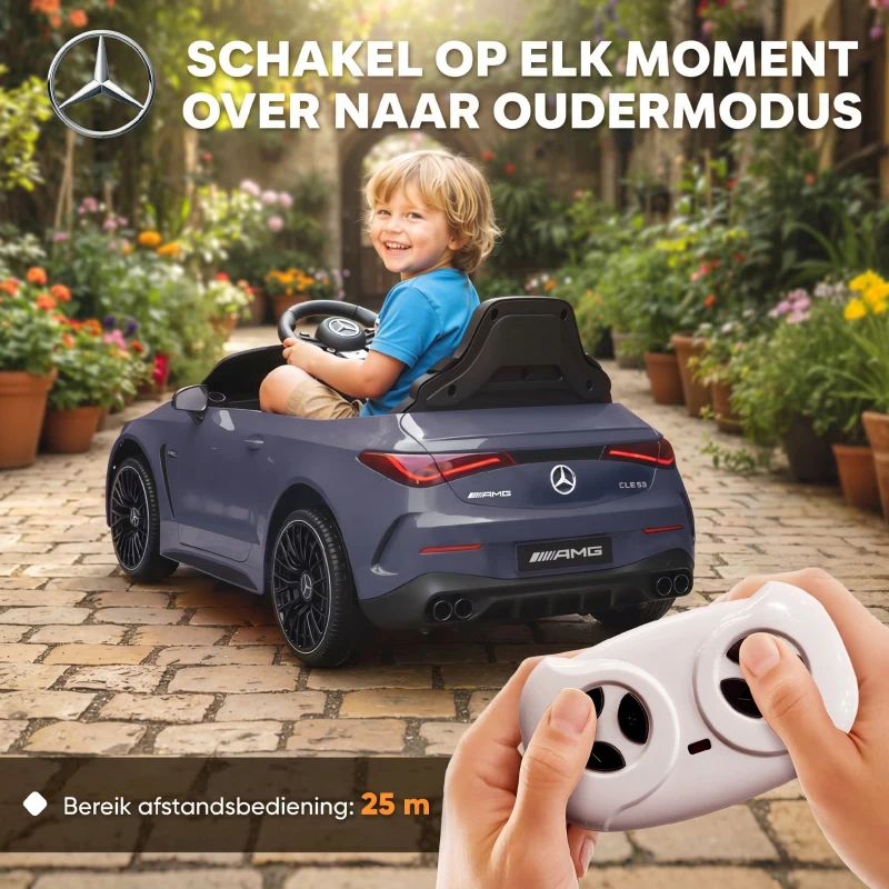 AIYAPLAY Elektrische kinderauto, Mercedes-design, 12V motoren, afstandsbediening, LED-lichten, muziek, voor 3-6 jaar, grijs(m-5)