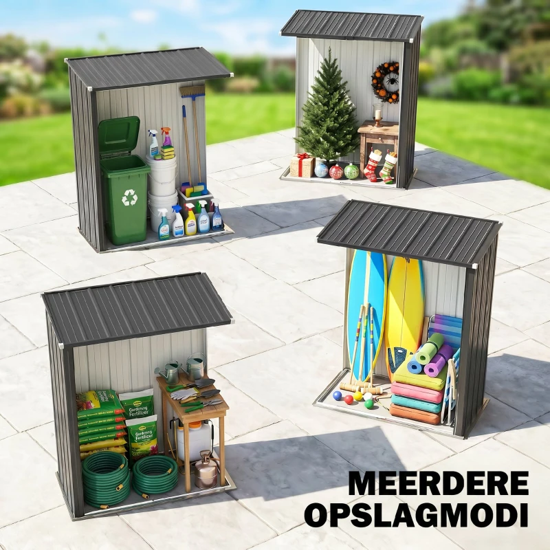 Outsunny Tuinschuur Gereedschapsschuur, afsluitbare deur, weerbestendig, incl. schappen, 161,5 cm x 94,5 cm x 196 cm, Zwart(m-7)