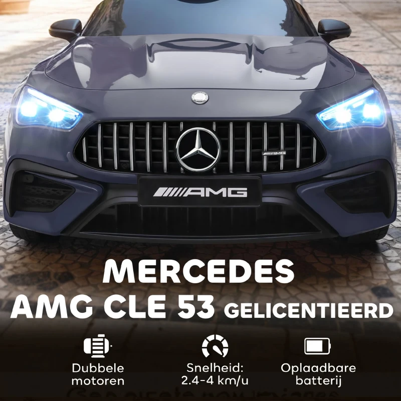 AIYAPLAY Elektrische kinderauto, Mercedes-design, 12V motoren, afstandsbediening, LED-lichten, muziek, voor 3-6 jaar, grijs(m-4)