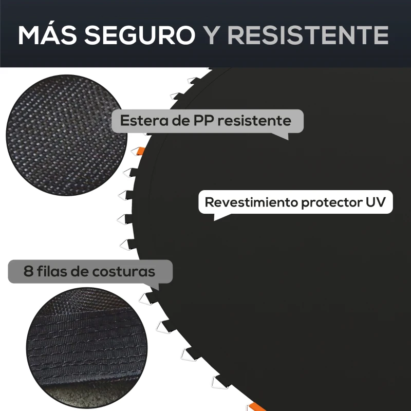 SPORTNOW Tapete de Repuesto para Trampolín Ø323 cm Colchoneta para Trampolín de 12 Pies con 72 Enganches Negro