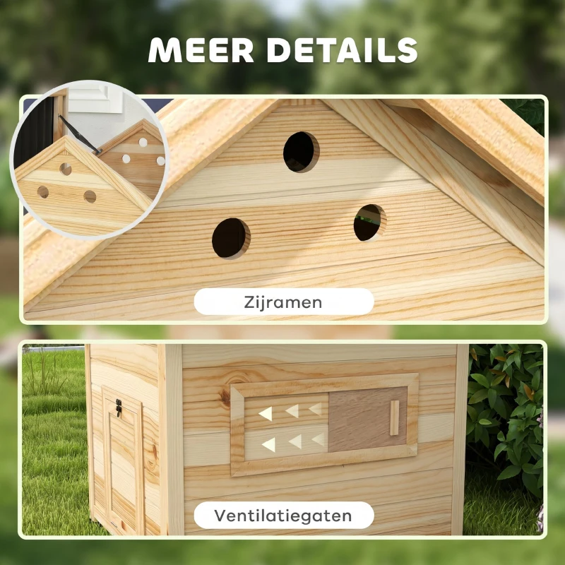 PawHut Eendenhok eendenstal klein dierenhok, weerbestendig, 2 ingangen, 2 hellingen, 78 x 90 x 92 cm, 'Naturel + Zwart'(m-9)