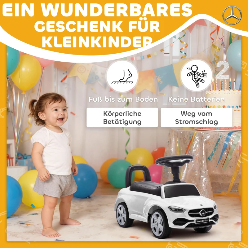 AIYAPLAY kinderauto met Mercedes Benz licentie, met toeter en opbergruimte, 65x28x39 cm, Wit