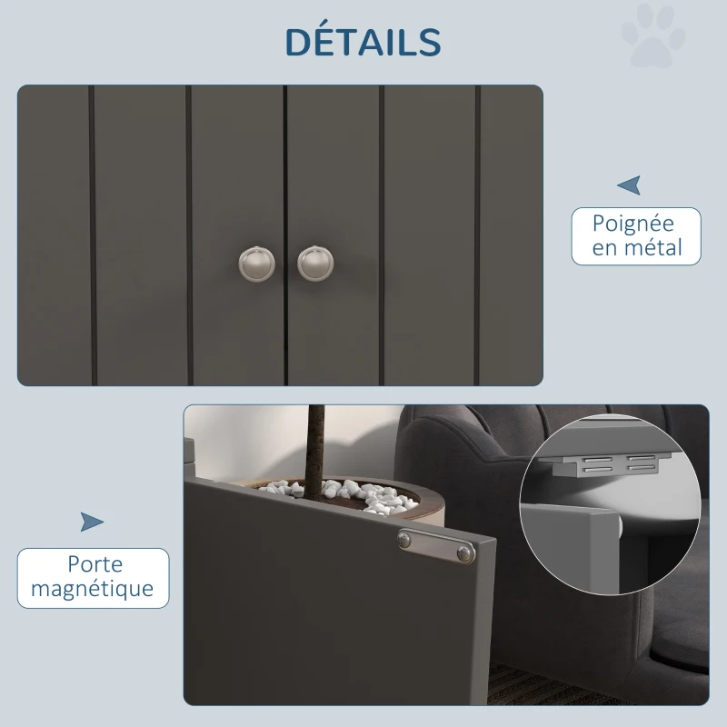 PawHut Gamelles Chiens Surélevées Gamelle Double Chien Chat Porte-Gamelles 2L Acier Inox 60 x 30 x 35,5 cm Gris