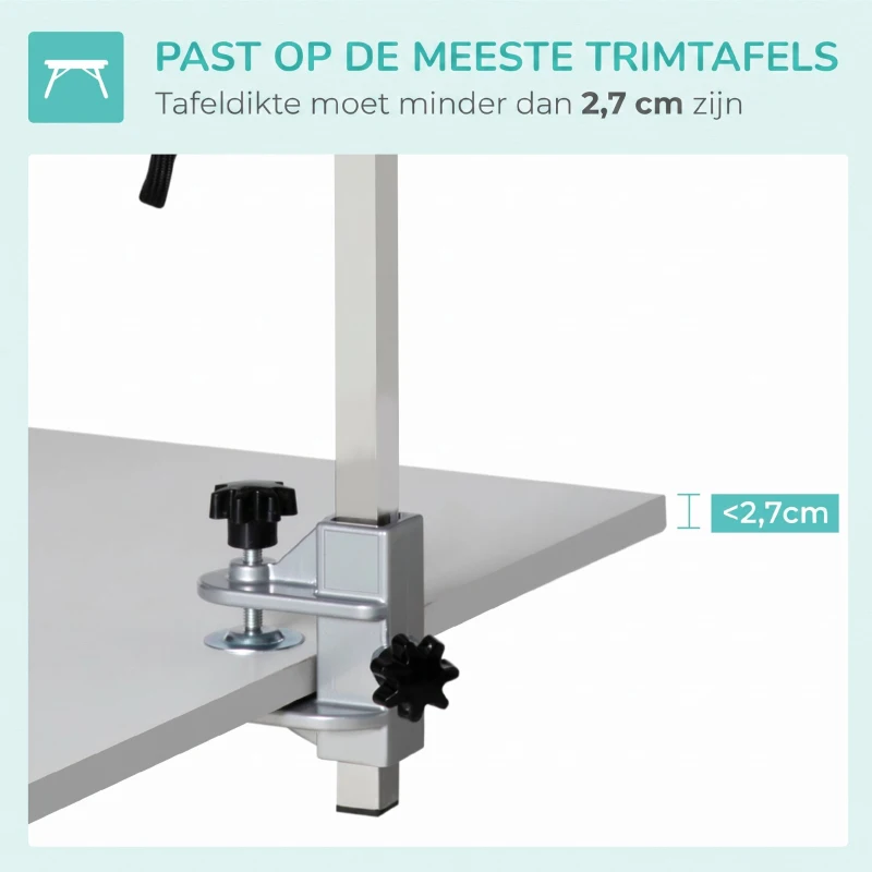 PawHut Huisdierverzorgingstafel Verzorgingstafel voor huisdieren, verstelbaar in hoogte, 36 x 8 x 74 cm, Zilver