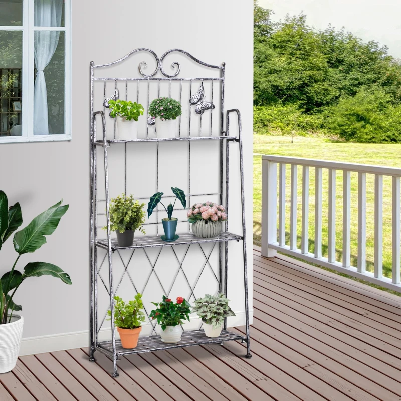 Outsunny bloemenrek, bloemenstandaard, bloementrap, plantenrek, plantenstandaard, metaal
