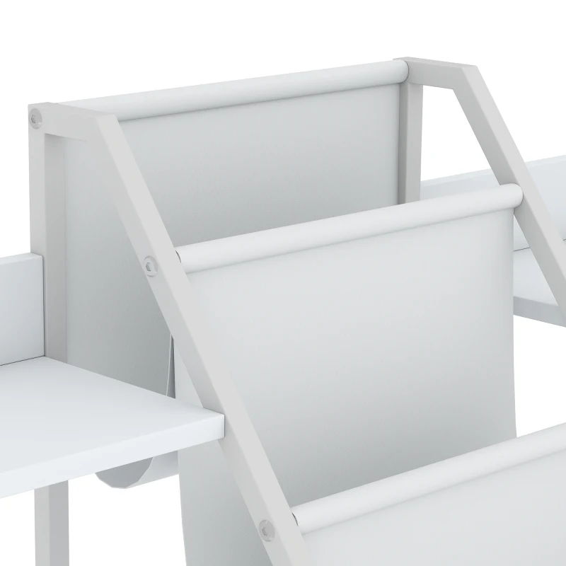 AIYAPLAY Kids Bookshelf and Toy Storage with 3-Tier Sling Book Rack and Fabric Drawer for Nursery, Bedroom, Playroom, White