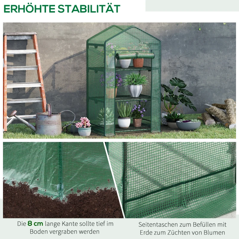 Outsunny minikas met foliehoes en 3 planken roldeurplanken