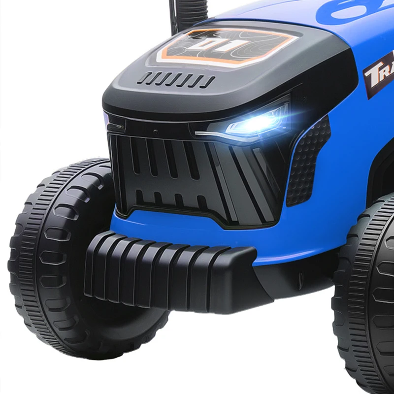 AIYAPLAY Tracteur électrique enfants avec remorque amovible, voiture électrique enfants, télécommande 2,4G, 139x58x55cm, bleu