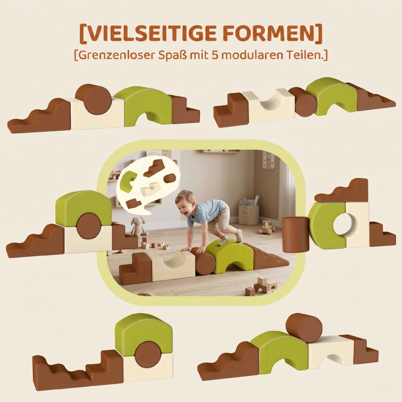 AIYAPLAY Schuimblokken 5-delig Softblokken kinderset met cord-look antislip bodem Gekleurd