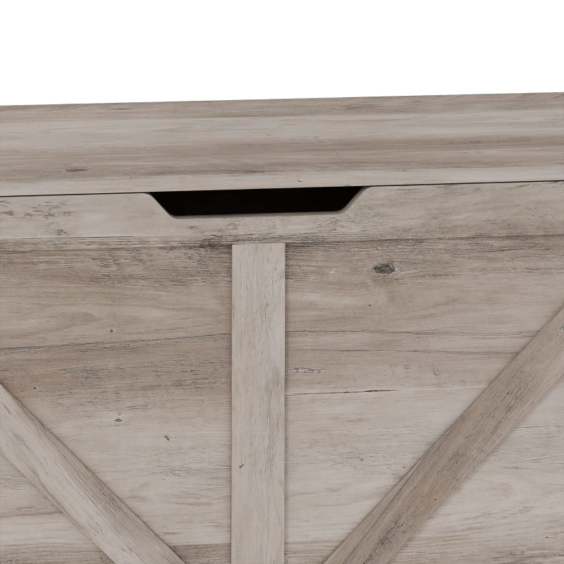 HOMCOM 127L Home Storage Box, with Safety Hinges - Grey Wood-Effect