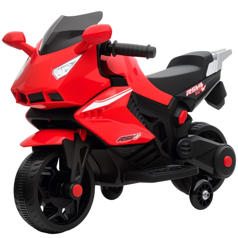 AIYAPLAY Elektro-Motorrad für Kinder, Hupe, Scheinwerfer, Musikfunktion, 2,5 km/h, Rot